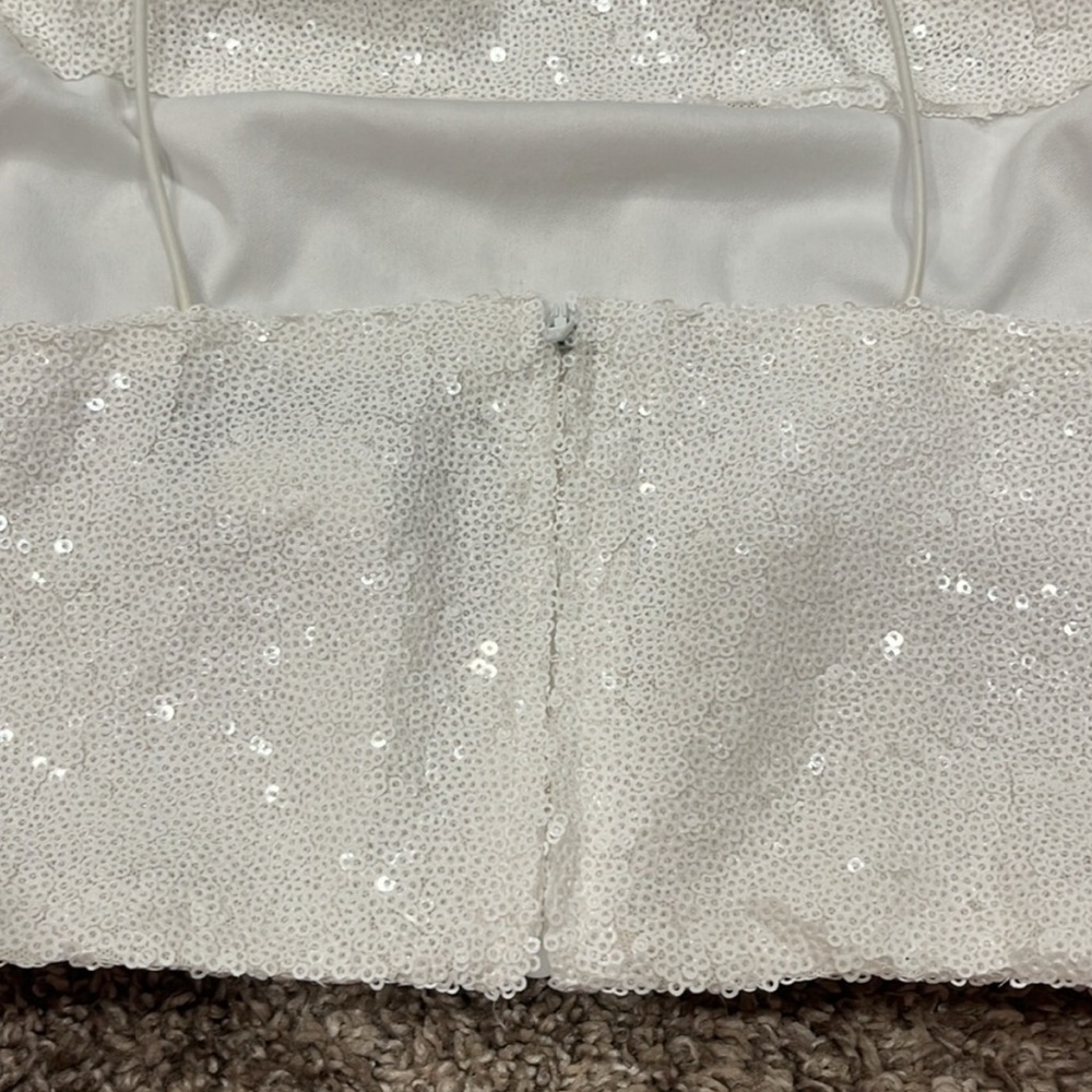 B. Smart White Sequin Crop Top & Skirt Set – Size Small - Picture 6 of 7